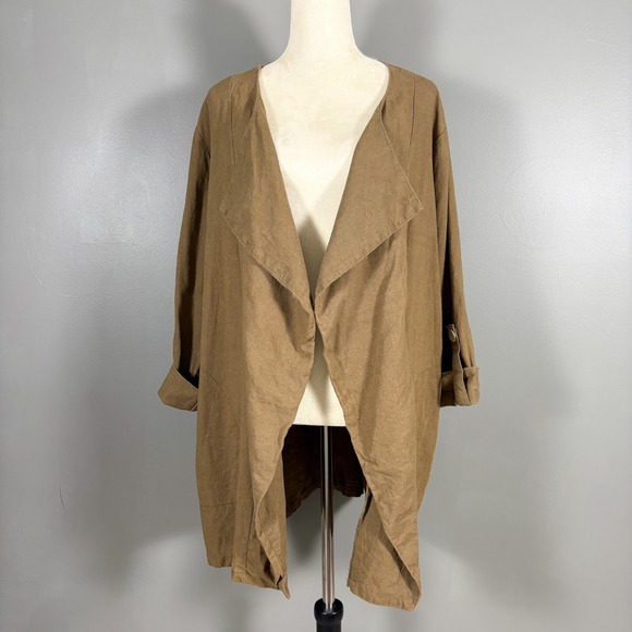 Jones New York Jackets & Blazers - Vintage Jones NY Jacket 1X Linen Blend Open Lagenlook Boho Relaxed Oversized‎